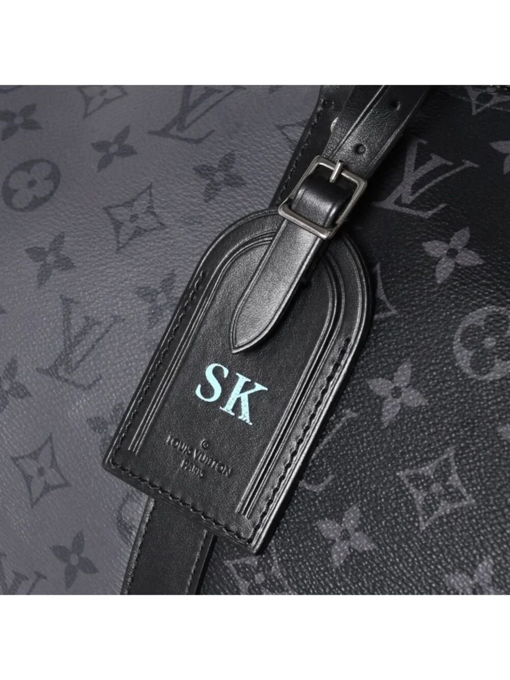 Louis Vuitton LV Keepall Bandouliere 50 Black Gray Silver